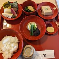 Some of the dishes at Tenryuji Temple Shigetsu in Kyoto