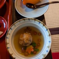 Persimmon and sweet dessert at Tenryuji Temple Shigetsu in Kyoto