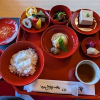 Yuki set - rice, soup and 5 dishes at Tenryuji Temple Shigetsu in Kyoto