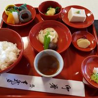 This was the 3300 menu, there was also a couple more dishes and a soy milk hotpot. at Tenryuji Temple Shigetsu in Kyoto