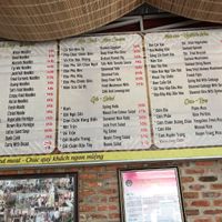 Menu at Huyen Trang in Da Nang