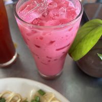 Pink milk w/oat milkk  at Connect Cafe in Chiang Rai