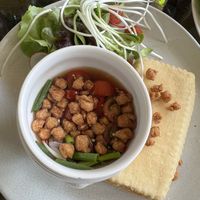 Tofu steak with sauce   at Chivit Thamma Da in Chiang Rai