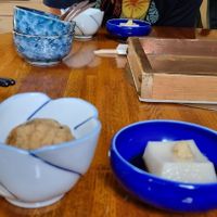Sésame Tofu, and Lotus bulbs in a fried Tofu ball at Seizan Sodo in Kyoto