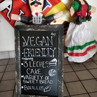 "Vegan Friendly" sign they put out front at  Panaderia Cafe Oaxaca in Clovis