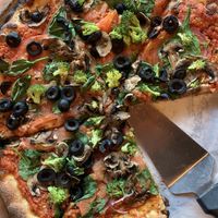 Vegan vegetable pizza with house made cashew cheese  at Fine Folk Pizza in Fort Myers