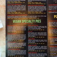 Vegan menu clearly markedd  at Fine Folk Pizza in Fort Myers