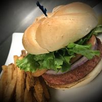 The Beyond Burger- served with lettuce, tomato, onion, & fresh cut fries  at The Tipsy Turtle in Jenkins Township