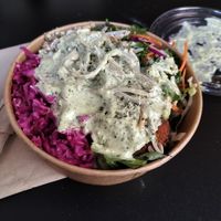 Three salads and a millet ball at Iku Wholefoods Kitchen - Martin Place in Sydney