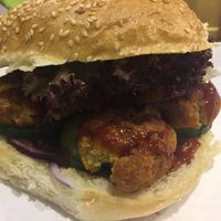 Vegan falafel burger  at Die Grüne Karotte in Graz