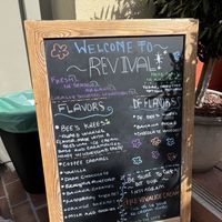 Board in front  at Revival Ice Cream in Monterey