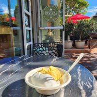 Tahitian vanilla and passion fruit mango sorbet at Revival Ice Cream in Monterey