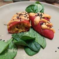 Pimientos rellenos at Enkuentro Cocina Natural in Castellon De La Plana