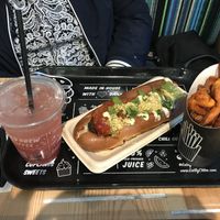 Pesto meatball sub and sweet potato fries  at By Chloe - Tower Bridge in London