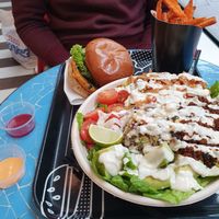 Burger, salad and fres at By Chloe - Tower Bridge in London