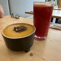 Soup and Juice of the day  at O Macrobiotico in Porto