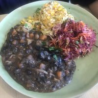 Main plate from menu of the day - large and tasty  at O Macrobiotico in Porto