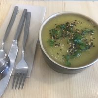 Soup that comes with menu of the day  at O Macrobiotico in Porto