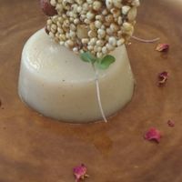 pear flan with hazelnut cracker at O Macrobiotico in Porto