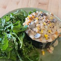 Salad & cashew pesto bean mushroom bowl at O Macrobiotico in Porto
