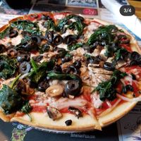 Vegan pizza with veggies & daiya cheese at Bohemian Pizza & Tacos in Litchfield