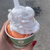 Vegan coconut and passion fruit at Sladoledarna in Koper