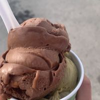 Vegan hazelnut and pistachio at Sladoledarna in Koper