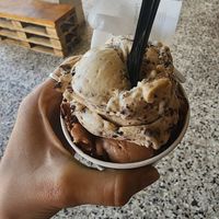 Peanut straciatella and bajadera at Sladoledarna in Koper