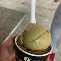 Pistachio and hazelnut vegan ice cream at Sladoledarna in Koper