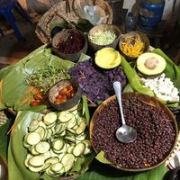 Selection of rainbow vegetables at Night Market - Vegan Wrap Stall in Pai