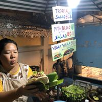 Super friendly stall owner at Night Market - Vegan Wrap Stall in Pai
