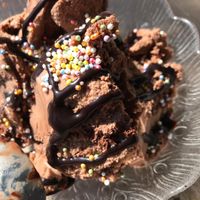 Chocolate truffle fudge with topping  at Revival in Whitstable