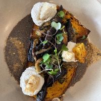 Pumpkin bread with cashew cream cheese and mushroom truffle   at Tonic & Grace in Malvern