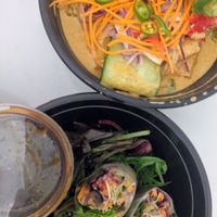 The Southside Curry (delicious) and the eggplant rice paper rolls (nice). at Hochi Mama in Melbourne