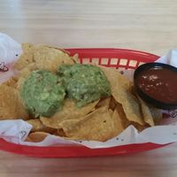 Corn chips with guacamole and salsa at Beach Burrito in Newcastle