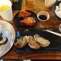 Eggplant miso roll $4.80, Miso soup $4.50, Kakiage $5.00, Gyoza $10.00, Steamed rice at I Dream of Sushi in Moonee Ponds