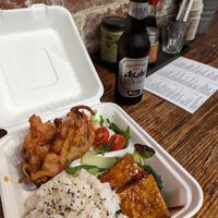 tofu bento with kakiage - I ordered eat in but got it in a box, flavours overwhelmingly sweet and not so subtle at I Dream of Sushi in Moonee Ponds