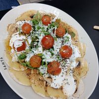 Salad with mushrooms and vegan mayonnaise dressing, really good! at Santa & Co in Santander