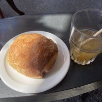 Vegan chocolatine and iced tea  at Cafe Jardin in Verdun