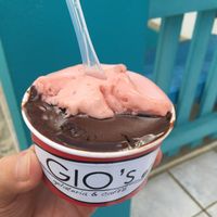 Dark chocolate and strawberry  at Gio Gelatetia in Kralendijk