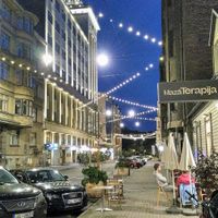 Street and porch at Mazā Terapija in Riga