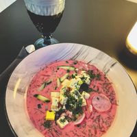 cold Latvian soup at Mazā Terapija in Riga