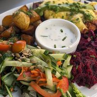 Soy Schnitzel (13€) at Mazā Terapija in Riga