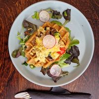 Excellent breakfast waffle! at Mazā Terapija in Riga