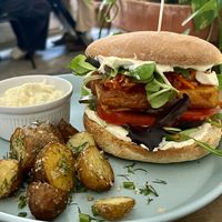 Crunchy tofu burger   at Mazā Terapija in Riga