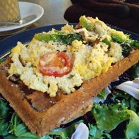 Waffle with scrambled egg #Veganuary at Mazā Terapija in Riga