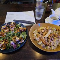 Salmon canapés and Ceasar's salad at Mazā Terapija in Riga