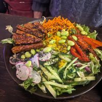 Tempeh bowl at Mazā Terapija in Riga