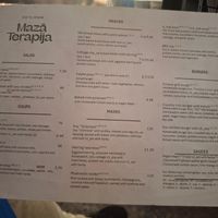 September 2025 - Mazā Terapija menu at Mazā Terapija in Riga