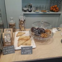 Pastries on counter  at Mazā Terapija in Riga